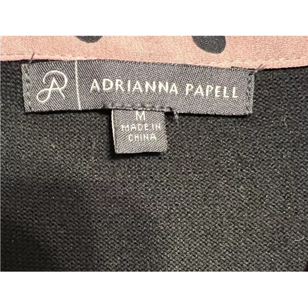 Adrianna Papell Sweater Top Women’s Medium Pink Black Polka Dot Knit Career Top - Picture 6 of 13